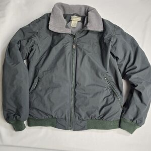 Vintage LL Bean Warm Up Fleece Lined Bomber Jacket Full Zip Men’s Sz L Green 90s